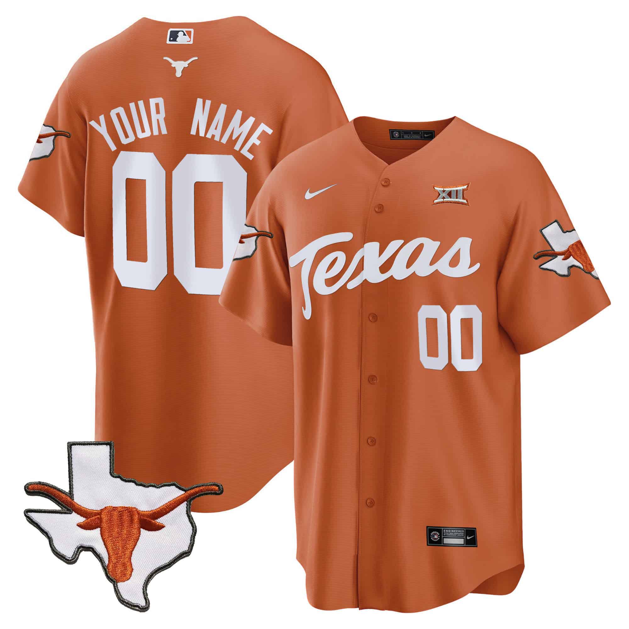 Men Texas Longhorns Orange 2024 Nike Baseball Custom NCAA Jersey style 1->customized nfl jersey->Custom Jersey